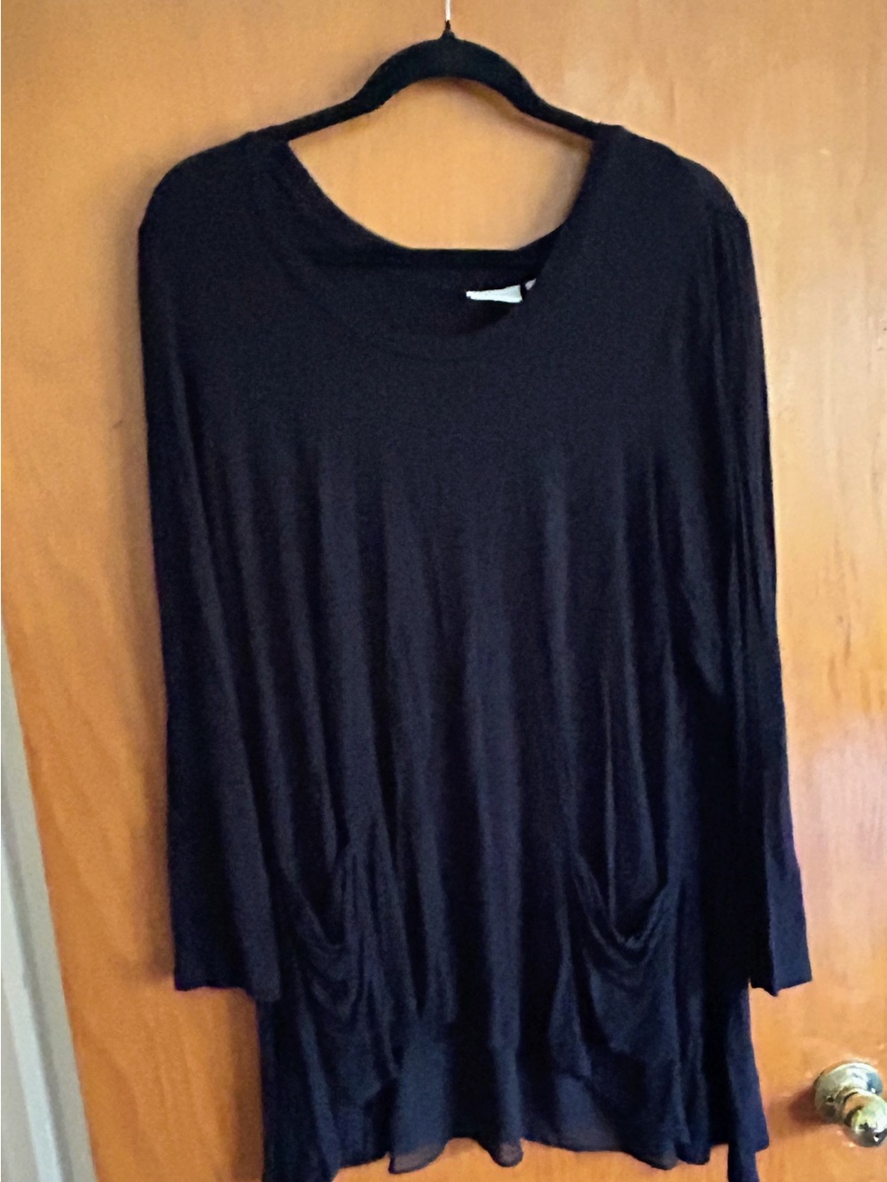 LOGO by Lori Goldstein Black Long-Sleeve Tunic with Pockets